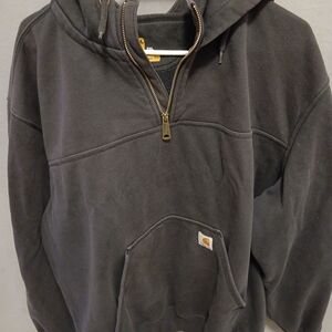 Carhartt Men's Black Pullover Hoodie 1/4 Zip Heavyweight Size 2XL